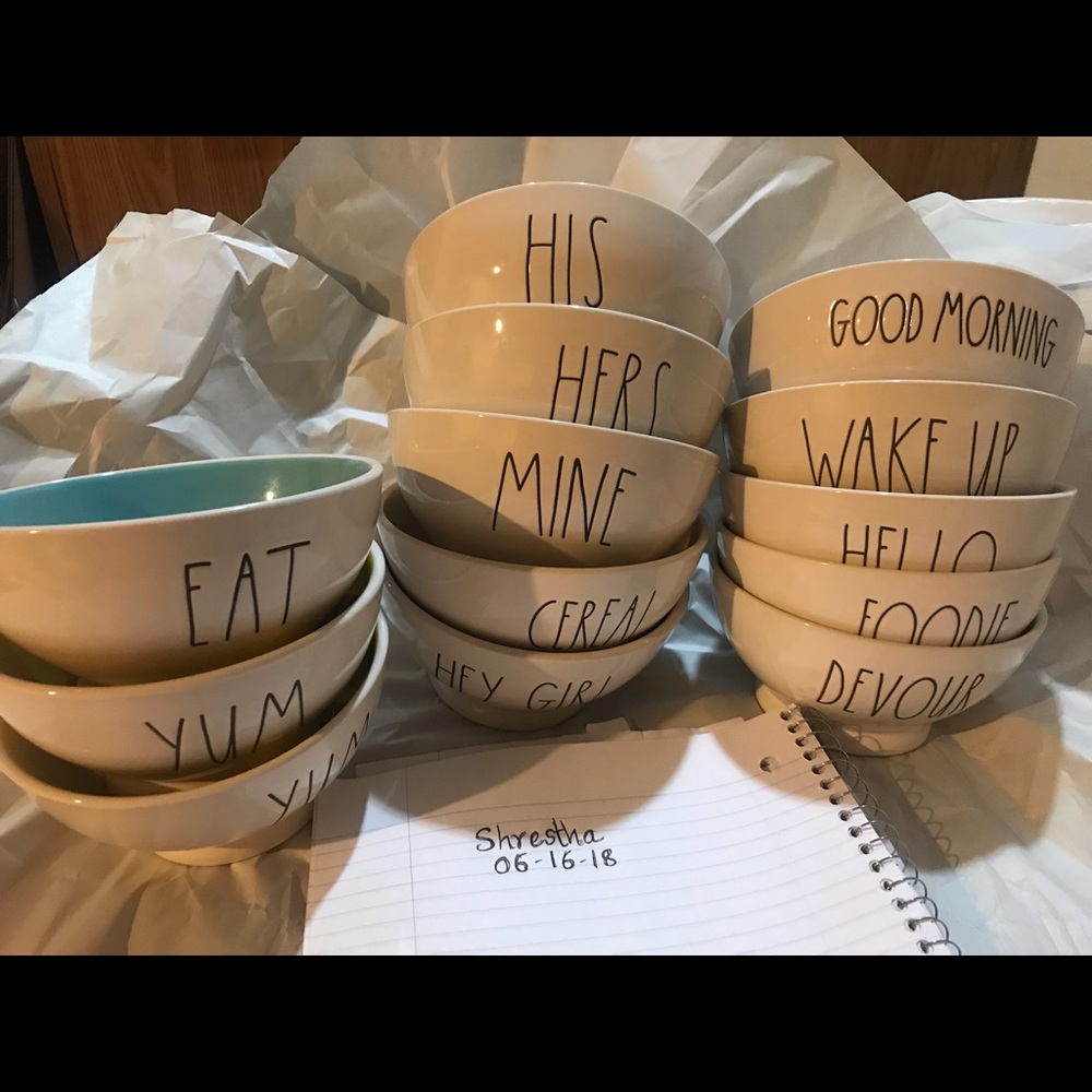 Rae dunn LL bowls (his, hers , yum & hello)